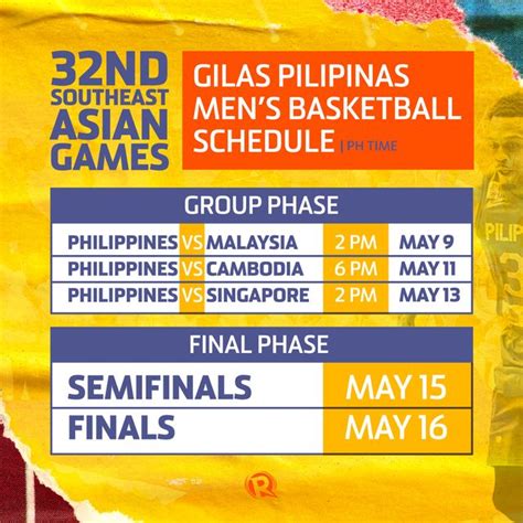 GAME SCHEDULE: Gilas Pilipinas at 2023 SEA .
